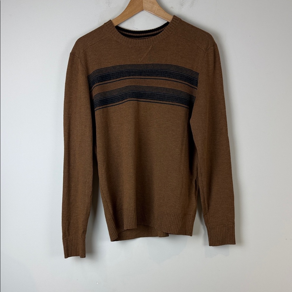 Smartwool Men's Tan Sweater with Black Stripes Size Medium